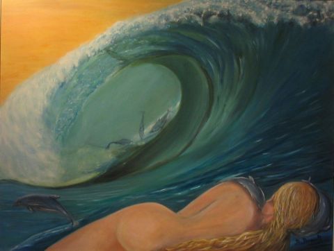Eve vagues et dauphins